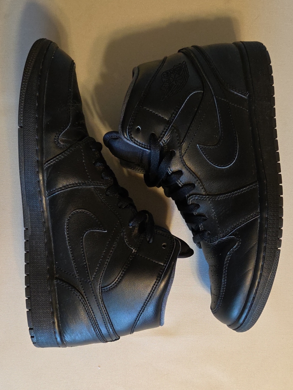 NIKE Air Jordan 1 Mid Triple Black Sneakers - Picture 3 of 10